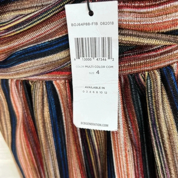 BCBGeneration Multicolored Striped Spaghetti Strap Dress V Neck New Sz 4 - Picture 8 of 16